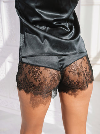 Vanille Pajama Set with Tank & Shorts Black